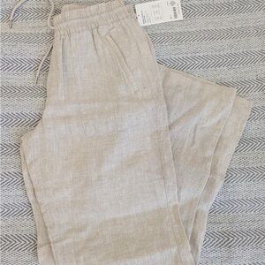 Athleta Retreat Linen High Rise Wide Leg Pant Small Tall